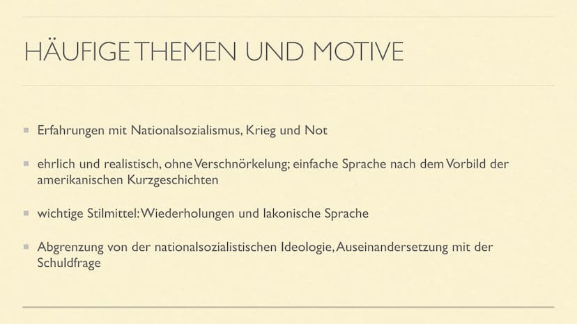 NACHKRIEGSLITERATUR
Literarische Epoche(n) ab 1945 INHALT
Zeitraum der Epoche
geschichtlicher Hintergrund
häufige Themen/Motive
bekannte Aut