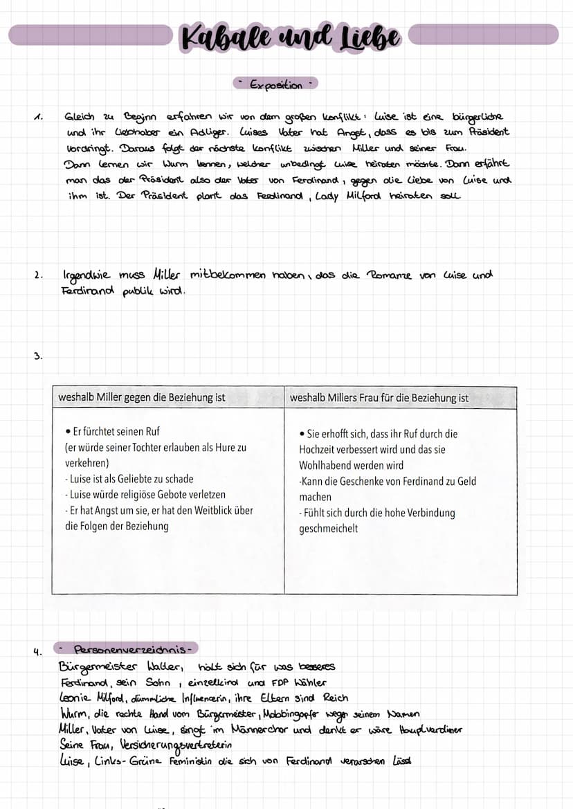 Kabale and Liebe
Einstieg
2. Es könnte um ein Liebespaar gehen, welchen ihre Liebe nicht gegönnt wird und diese durch eine
Intrige manipulie