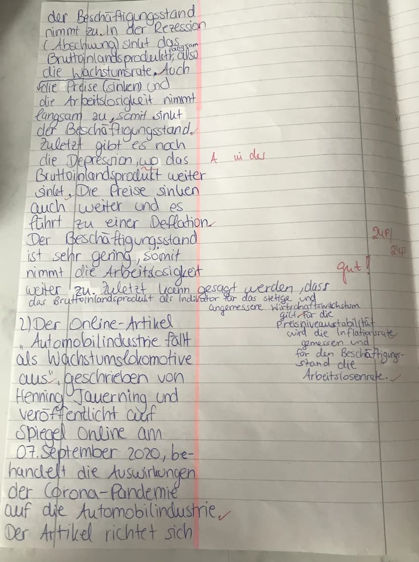 Thema: Folgen der Corona-Pandemie - Inwieweit kann die Automobilindustrie die
Konjunktur wieder beleben?
1. Beschreiben Sie den idealtypisch