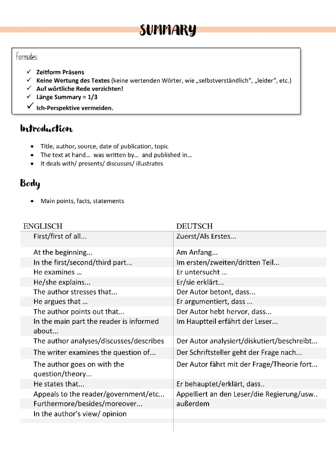Summary & Analysis Englisch LK
