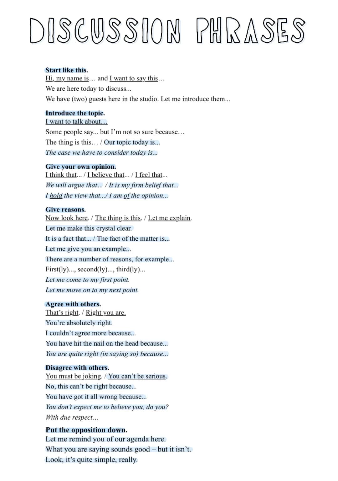 Cool English Discussion Phrases PDF: Make Your Voice Stronger!