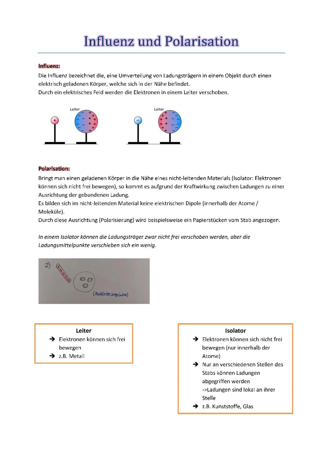 Influenz und Polarisation 