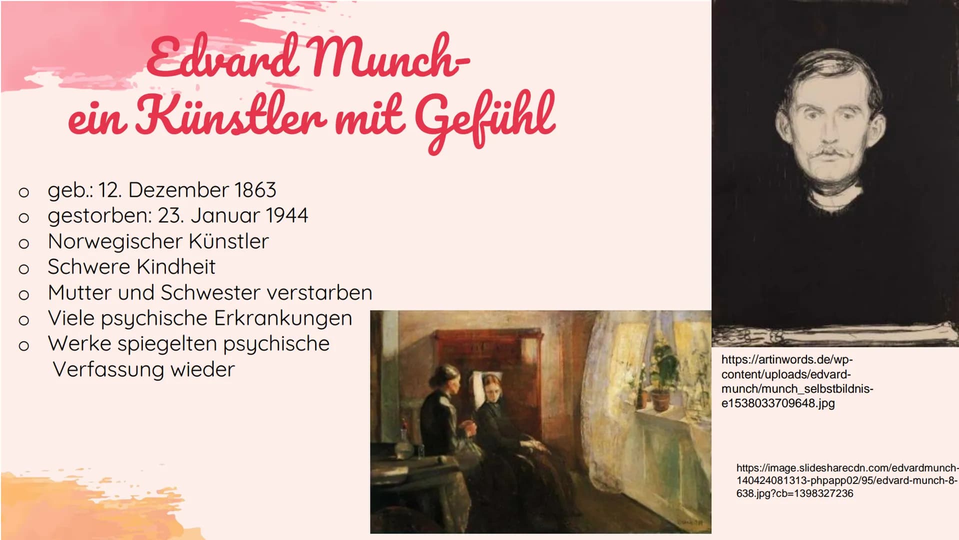 "Die Farben haben ein
bemerkenswertes Eigenleben,
sobald sie auf die Leinwand
aufgemalt wurden." -Edvard Munch Edvard Munch
Der Schrei- Begi