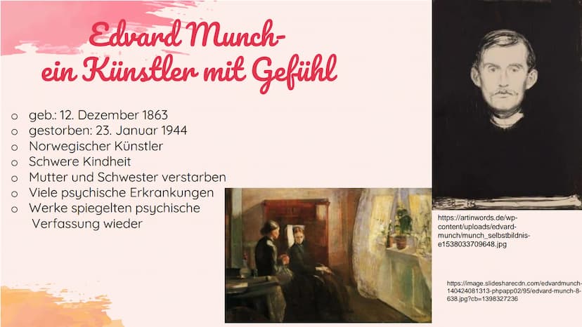 "Die Farben haben ein
bemerkenswertes Eigenleben,
sobald sie auf die Leinwand
aufgemalt wurden." -Edvard Munch Edvard Munch
Der Schrei- Begi