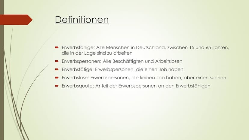 Ziele der Wirtschaftspolitik konkret: Vollbeschäftigung → Handout
1. Messung der Arbeitslosigkeit
1.1 Definitionen
Erwerbsfähige: Alle Mensc