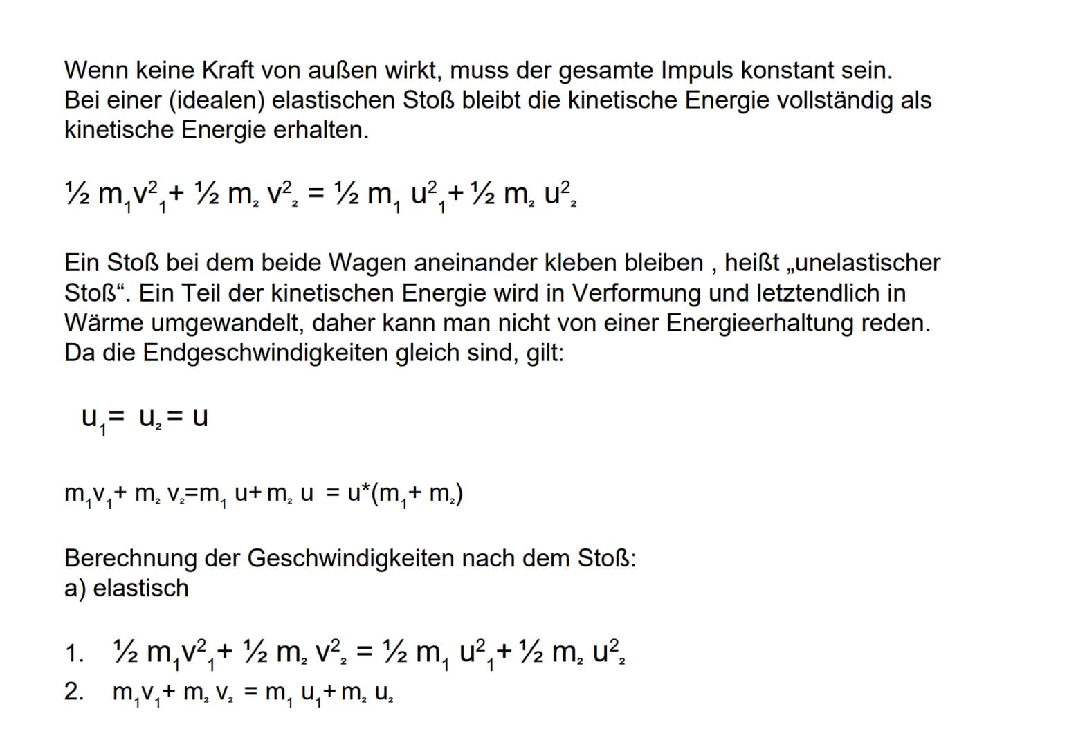 Impuls und Impulserhaltung
Nach der Energieerhaltung, gibt es weitere Erhaltungsgröße, die bei der
Wechselwirkung zwischen zwei oder mehrere