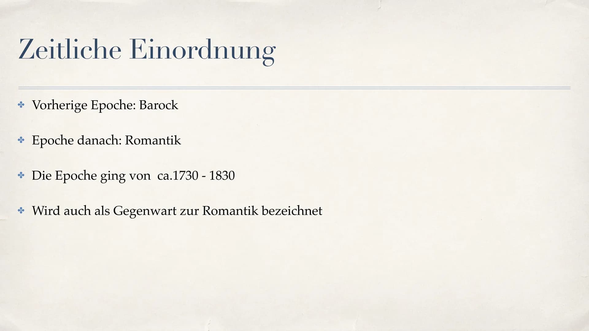 Klassik Gliederung
Begriffserklärung
Zeitliche Einordnung
Hauptkomponisten
* Musikalische Merkmale (Instrumente, Sonatenhauptsatzform, Gesel