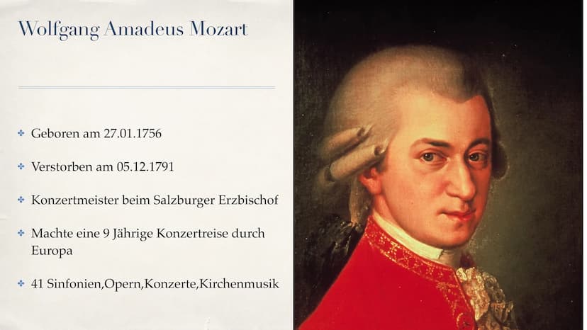 Klassik Gliederung
Begriffserklärung
Zeitliche Einordnung
Hauptkomponisten
* Musikalische Merkmale (Instrumente, Sonatenhauptsatzform, Gesel
