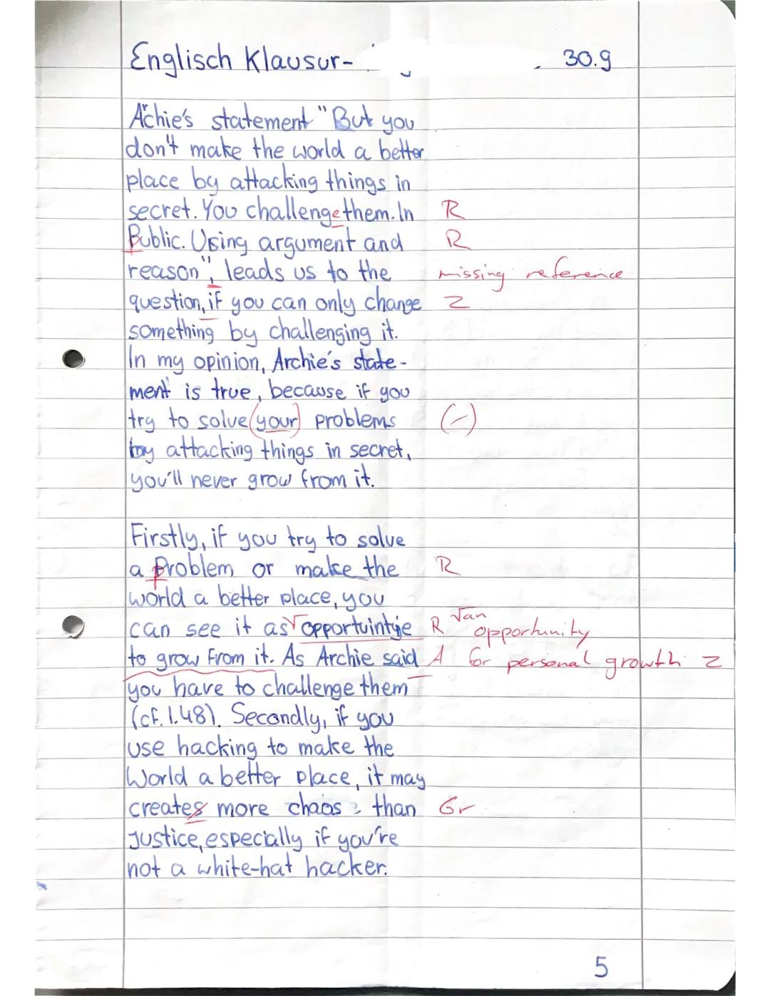 Englisch klausur-"
The fourth Extract from the
Drama "Hacktivists", written
by Ben Ockrent is about Arch-2
ie trying to convince the group
t