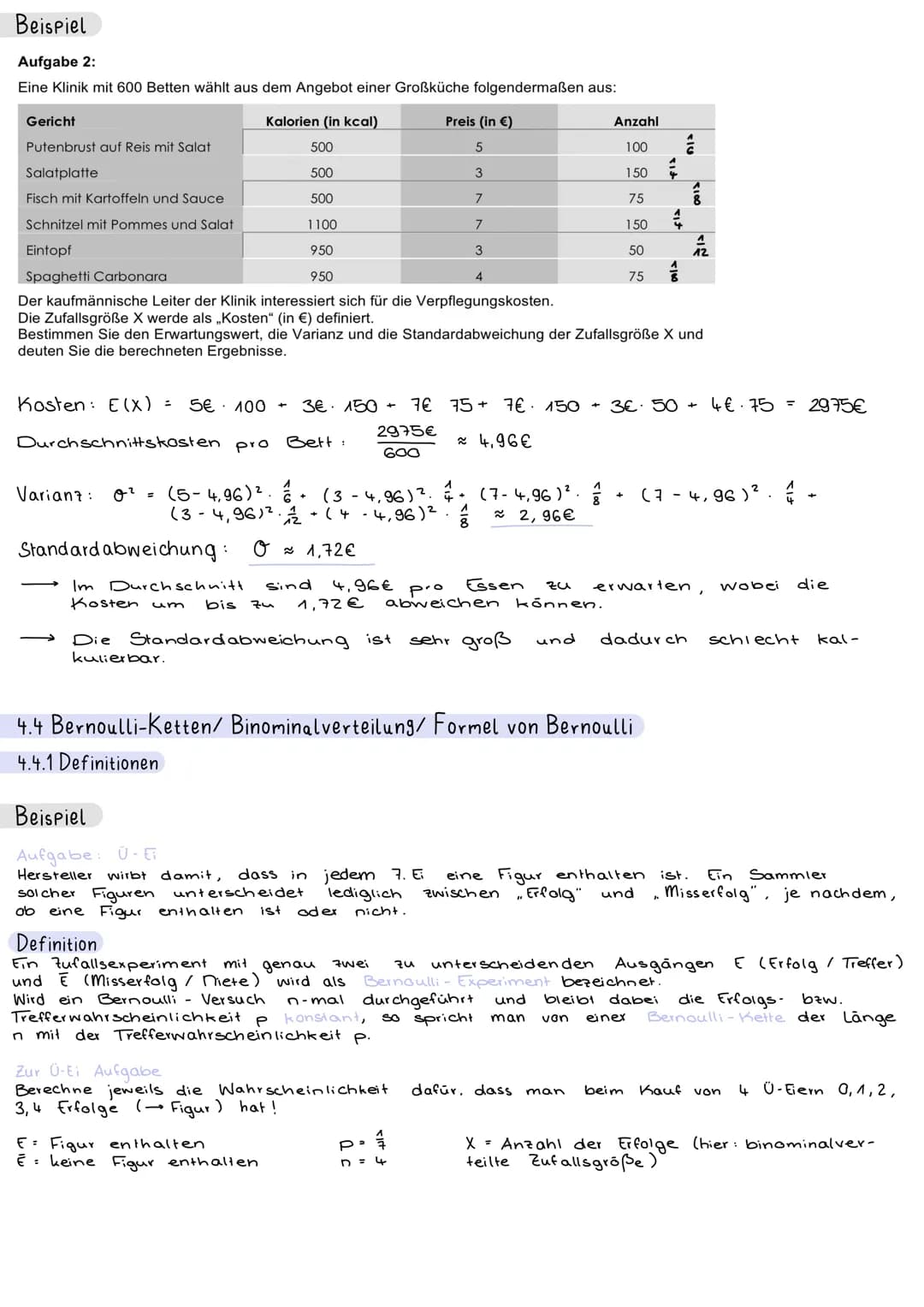 3.2 Baumdiagramme und Vierfeldertafeln
Vier feldertafeln dienen der zusammenfassenden
zwei Ausgangen:
absolute/
relative
Häufigkeit
A
Ā
Σ
Ge
