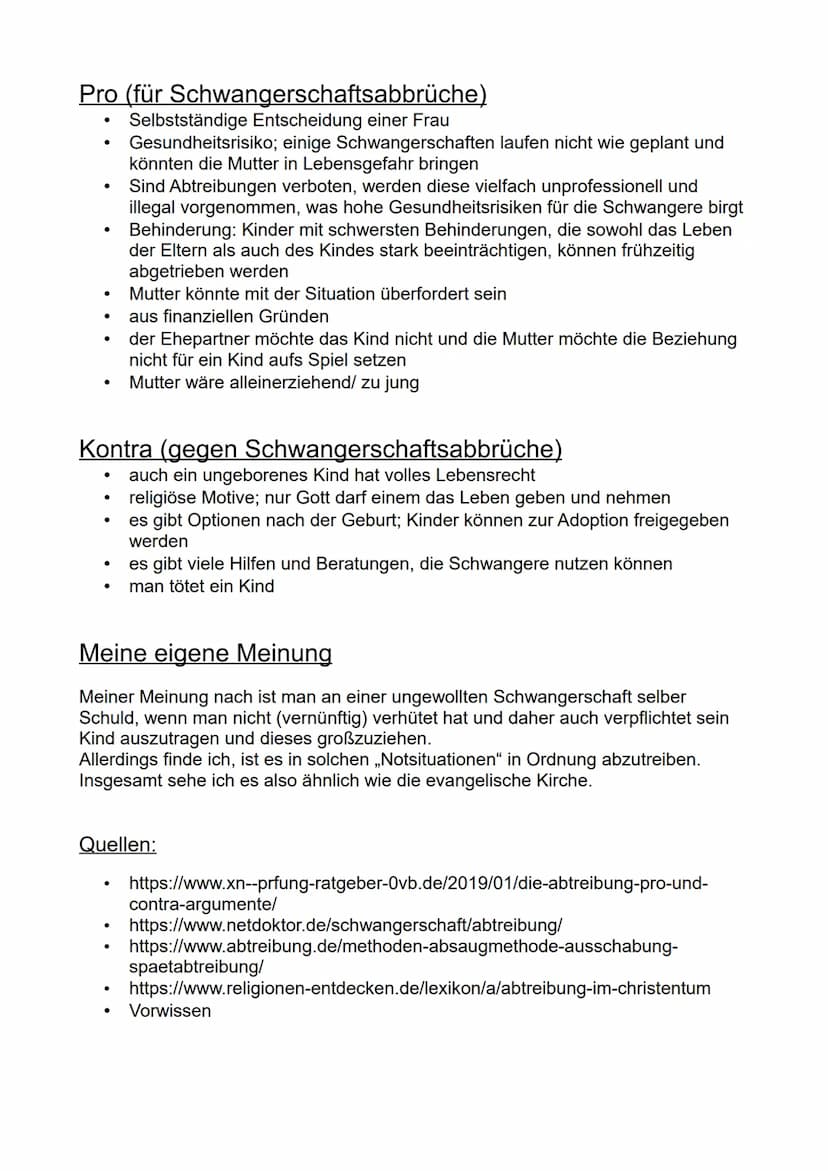 Was genau ist Abtreibung?
Unter Abtreibung versteht man den gezielten Schwangerschaftsabbruch von
Frauen, die ungewollt schwanger wurden. Da