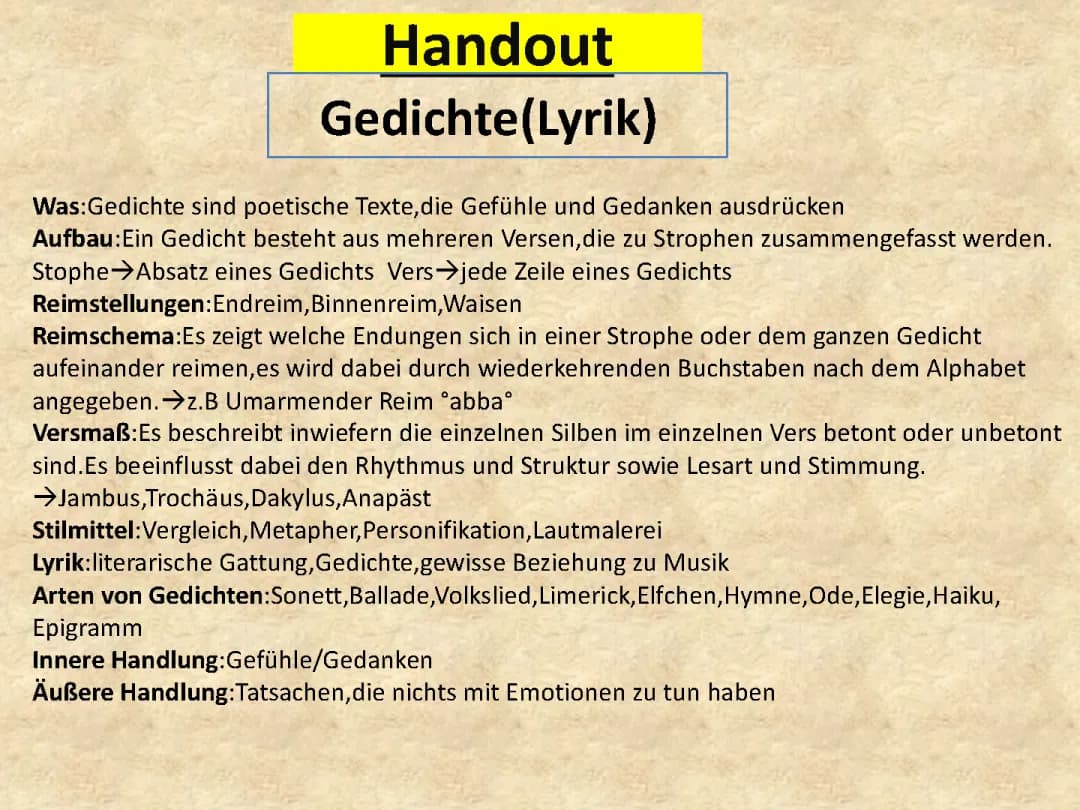 Merkmale Gedichte - Einfach erklärt für die 4. bis 6. Klasse