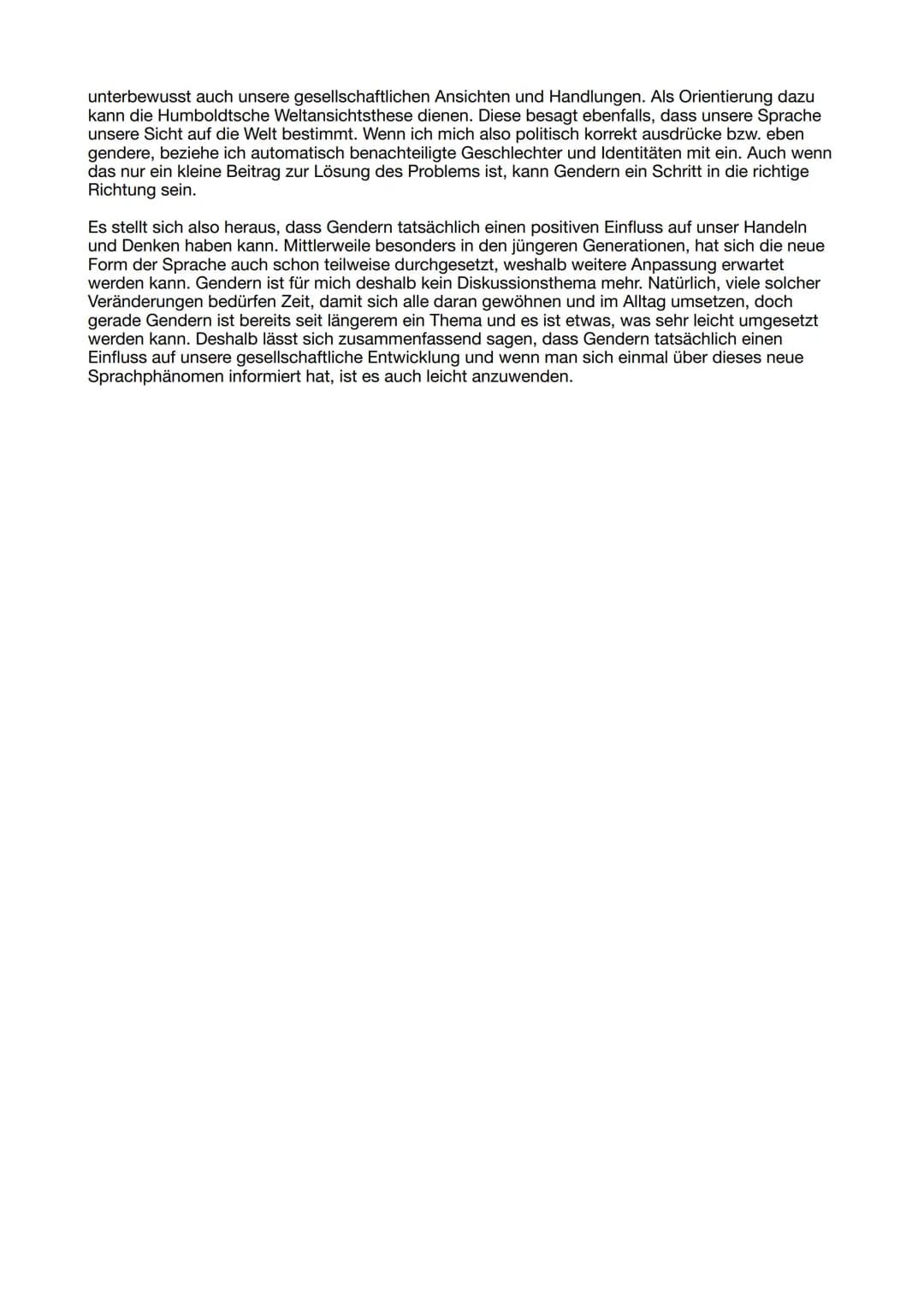 Michaela Fricke, 10.10.22
Textbezogene Erörterung zum Thema ,,Gendern"
Auch wenn sich mittlerweile viel in Richtung Gleichberechtigung von M