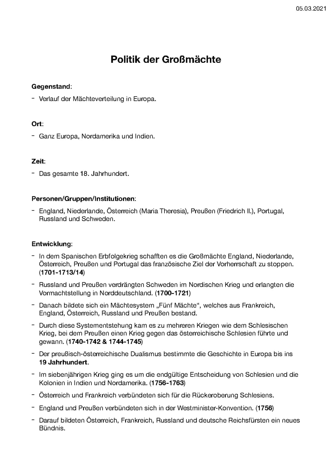 Politik der Großmächte