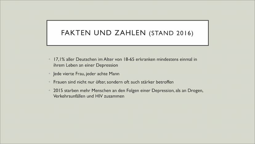 DEPRESSIONEN
Julie Klemm ●
●
●
●
Allgemeines
Fakten und Zahlen
Symptome
Psychosozial
Neurobiologisch
INHALT ●
●
ALLGEMEINES
Nicht zurückführ