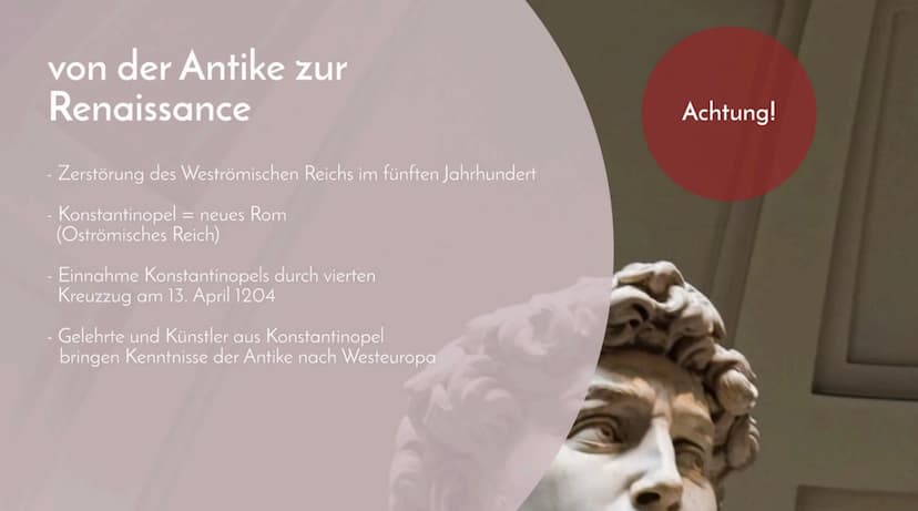 Die Renaissance
Pia Rothenburg
Begriff:
Renaissance
Inhalt
von Antike
Renaissance
zur
Architektur
Malerei
Menschenbild
Zusammenfassung Inhal