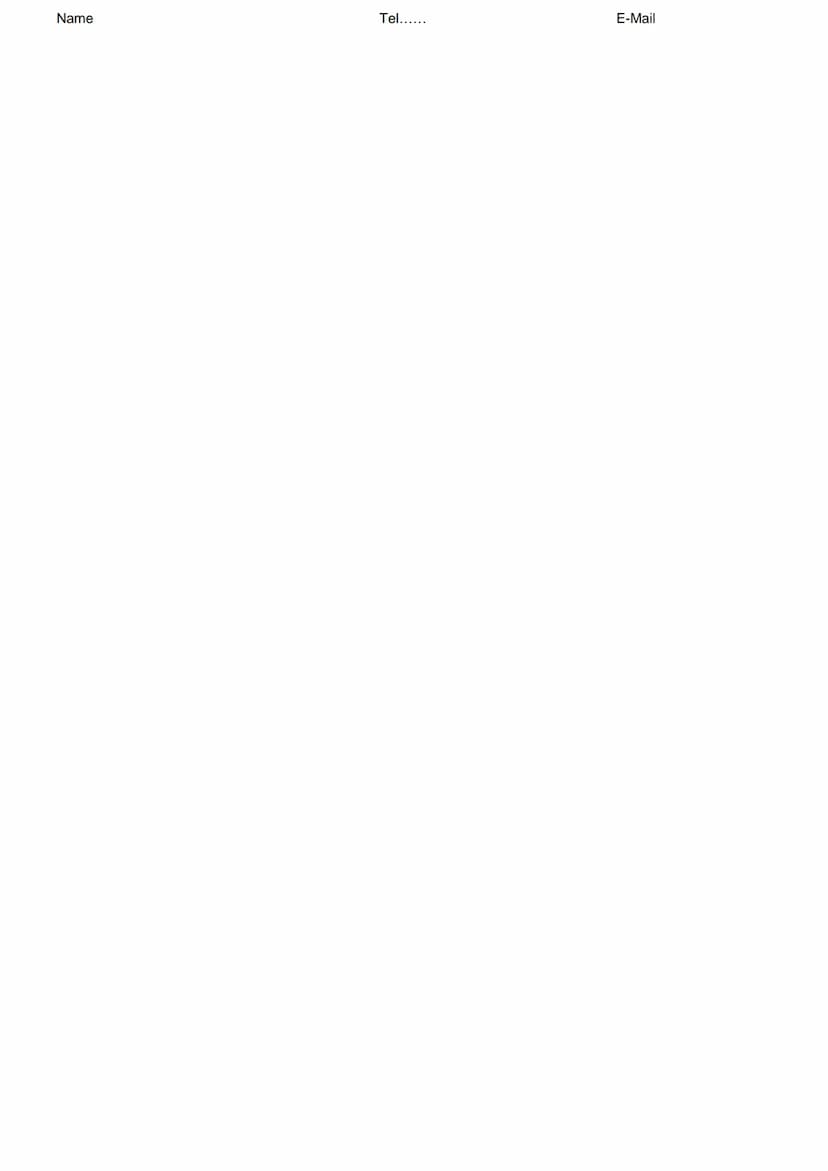 Name
PERSÖNLICHE DATEN
Name
Geburtsdatum, -ort
Anschrift
Telefon
E-Mail
BILDUNGSWEG
03/2017
06/2016
09/2008 - 06/2016
09/2006 - 07/2008
09/2