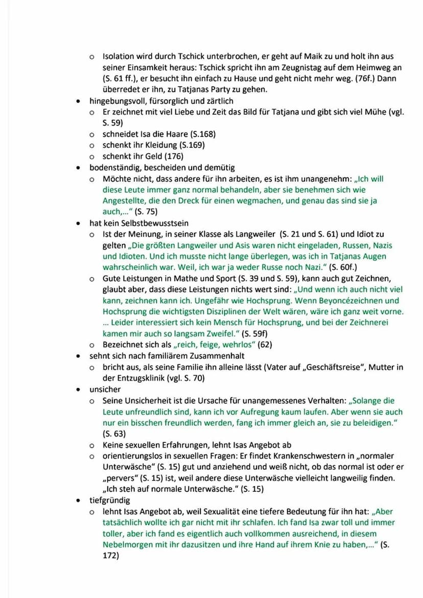 Charakter Maik
Äußere Merkmale:
●
●
Ironisch-humorvolle Sprache, macht selbstironische Kommentare (vgl. S. 7)
Er stammt aus sogenannten „gut