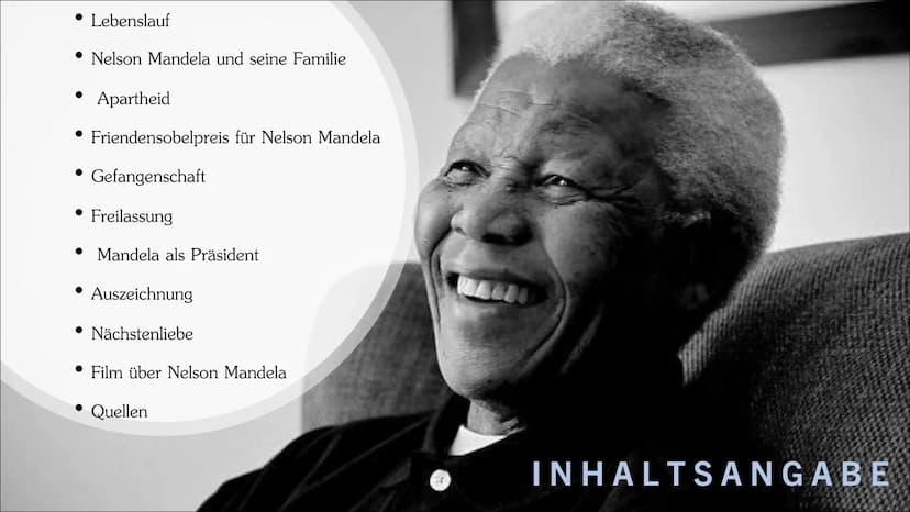 NELSON MANDELA • Lebenslauf
Nelson Mandela und seine Familie
Apartheid
• Friendensobelpreis für Nelson Mandela
• Gefangenschaft
Freilassung
