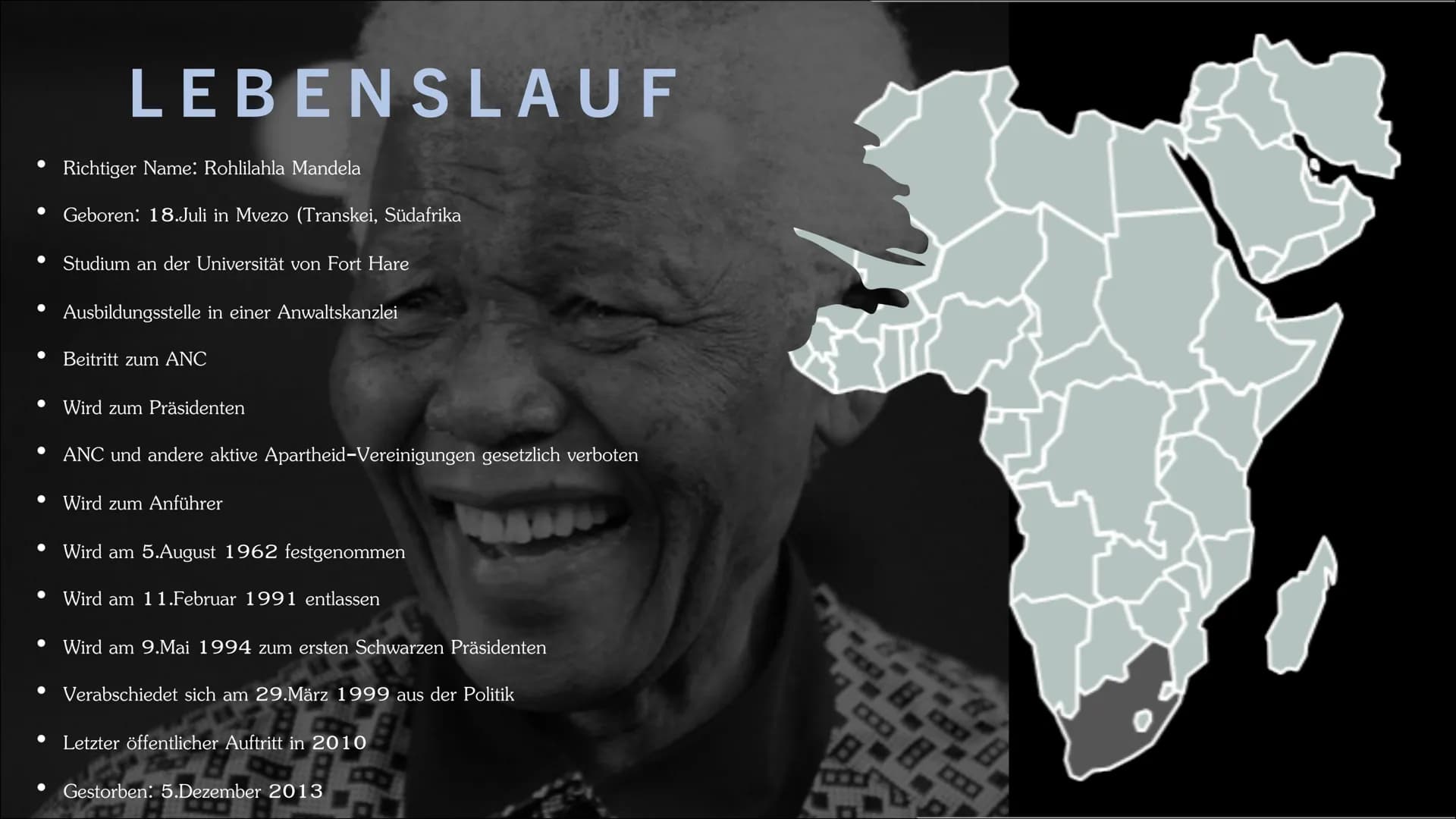 NELSON MANDELA • Lebenslauf
Nelson Mandela und seine Familie
Apartheid
• Friendensobelpreis für Nelson Mandela
• Gefangenschaft
Freilassung
