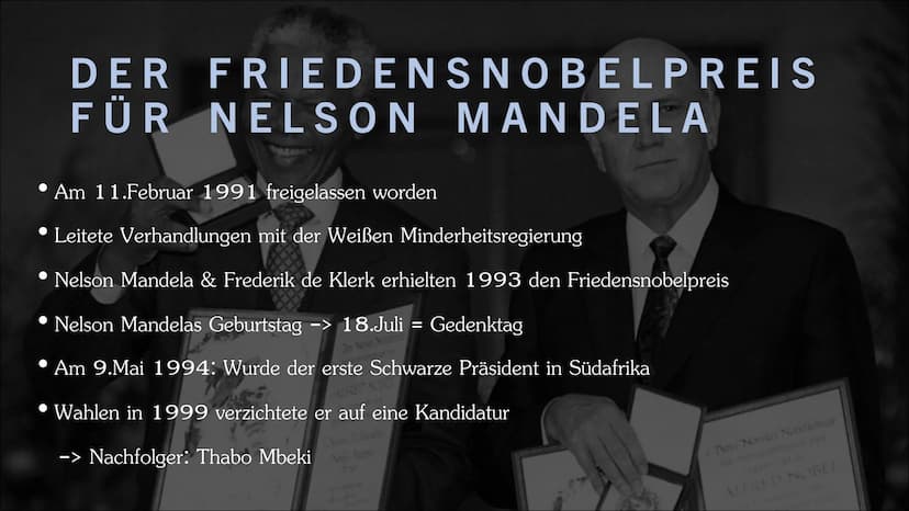 NELSON MANDELA • Lebenslauf
Nelson Mandela und seine Familie
Apartheid
• Friendensobelpreis für Nelson Mandela
• Gefangenschaft
Freilassung
