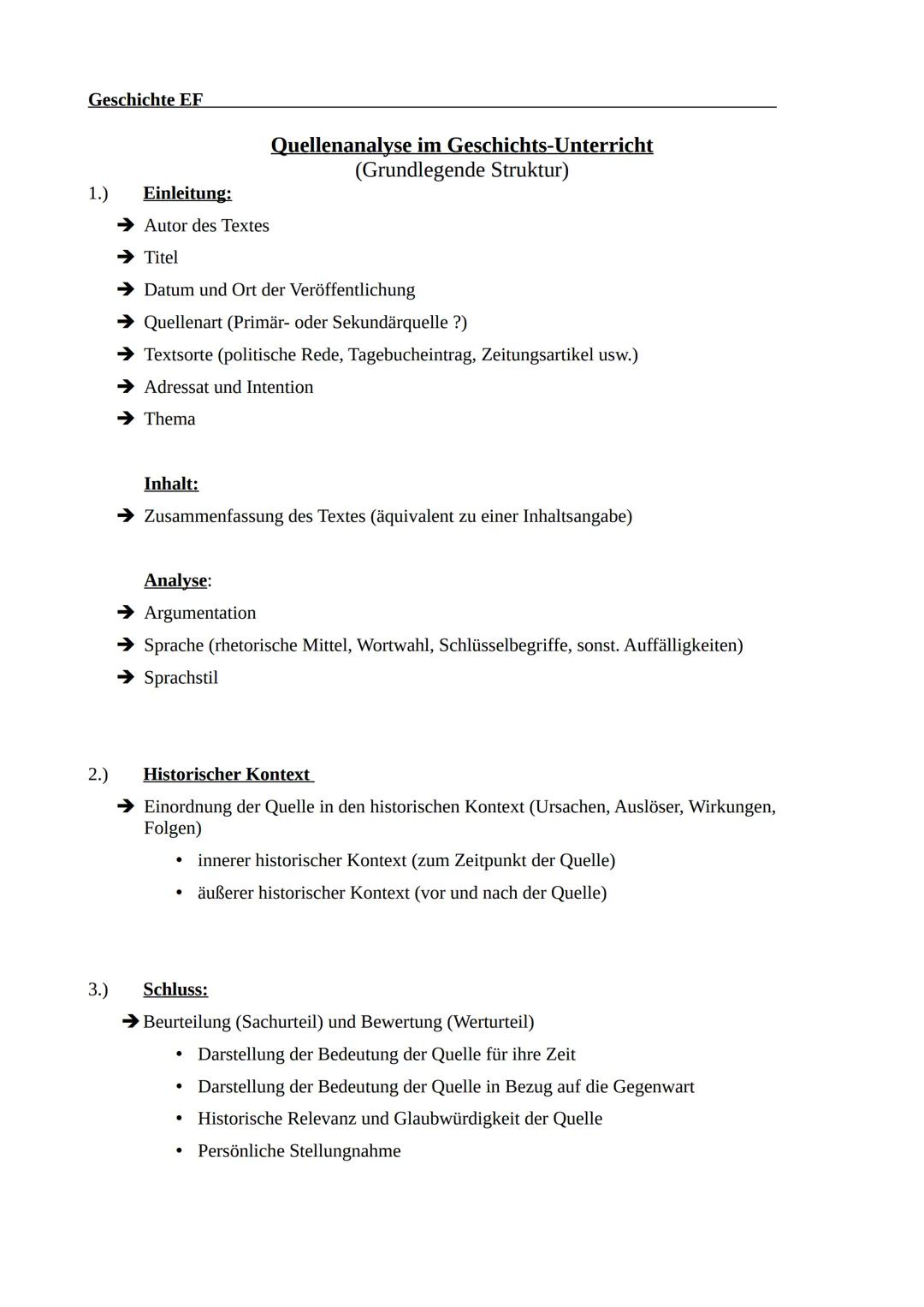 Quellenanalyse Struktur