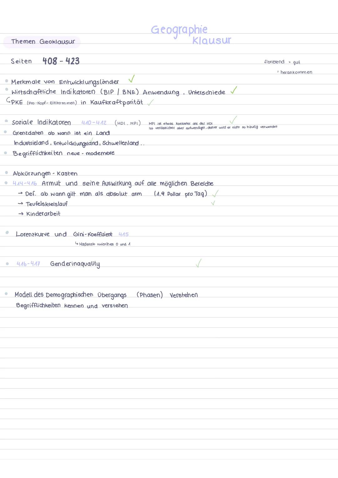 Lernzettel Geographie Entwicklungsländer