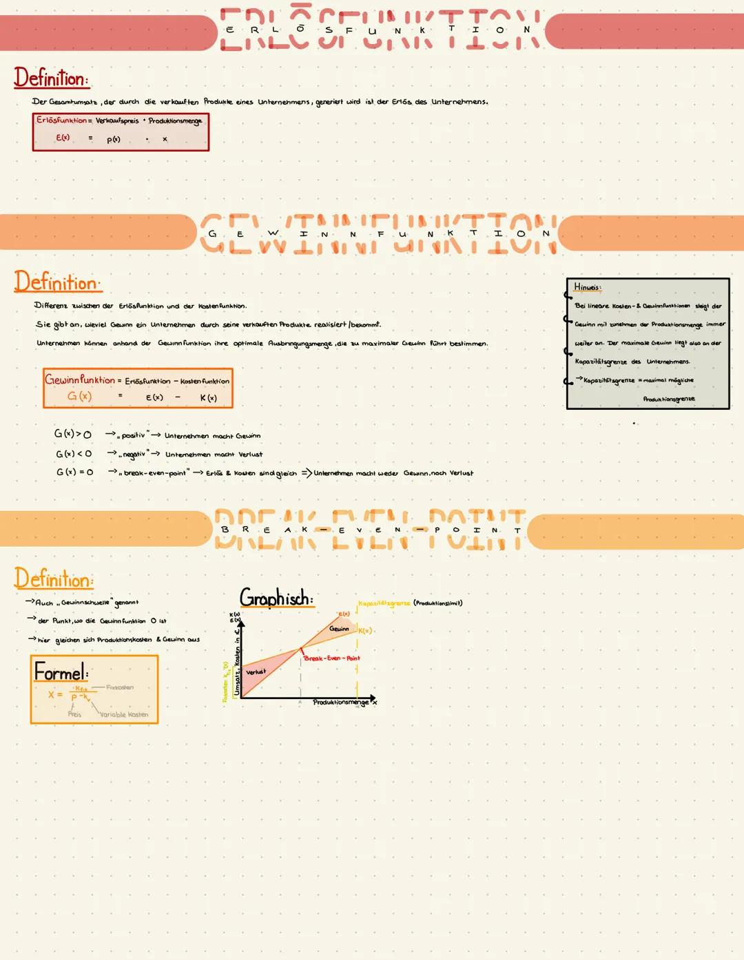 Definition:
Der Gesamtumsatz, der durch die verkauften Produkte eines Unternehmens, generiert wird ist der Erlös des Unternehmens.
Erlösfunk