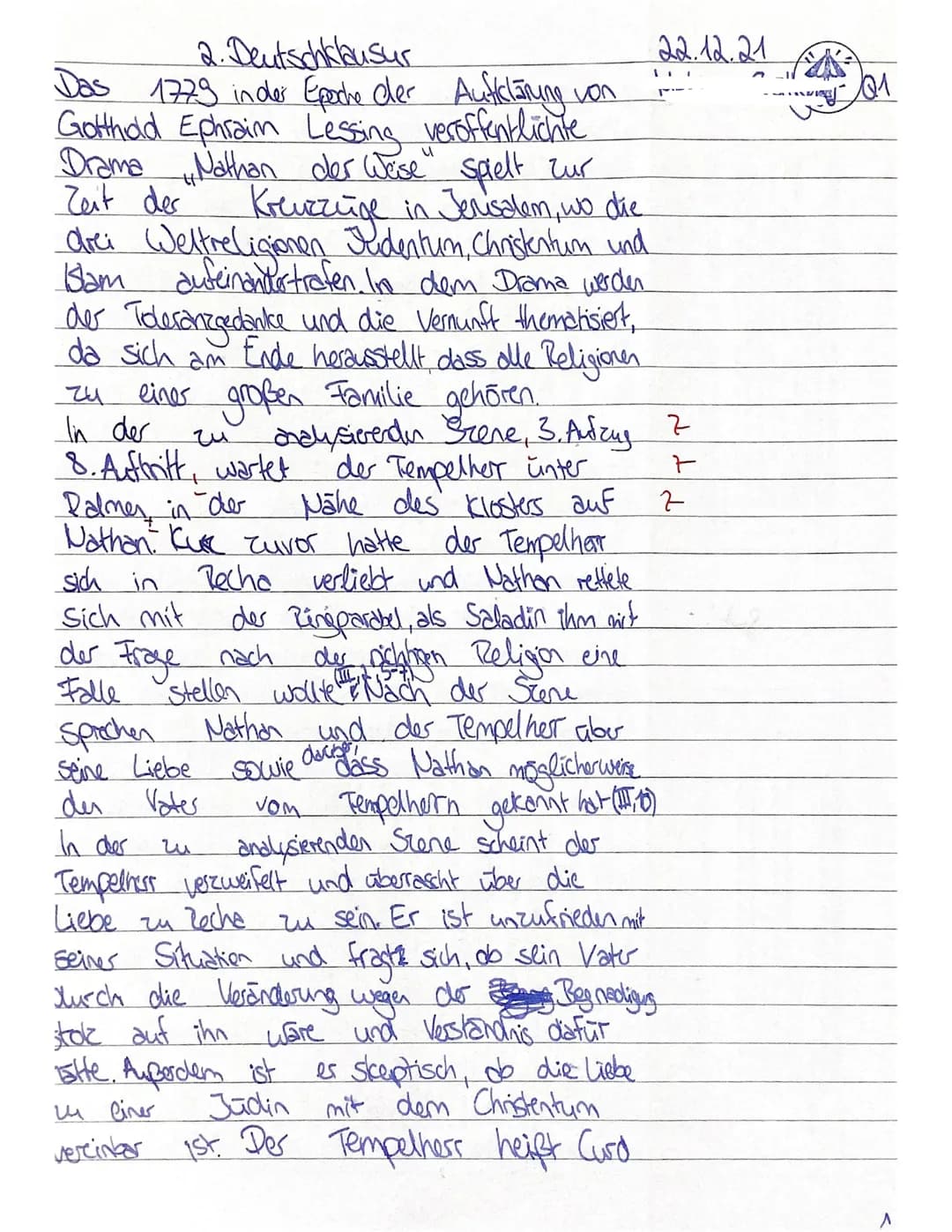 ch
Deutsch - Q1, 1-G91
Thema: Strukturell unterschiedliche Dramen aus unterschiedlichen historischen
Kontexten: Nathan der Weise (G. E. Less