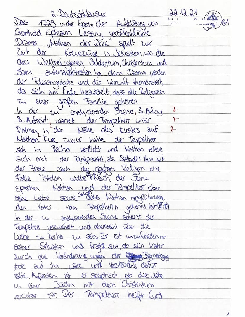 ch
Deutsch - Q1, 1-G91
Thema: Strukturell unterschiedliche Dramen aus unterschiedlichen historischen
Kontexten: Nathan der Weise (G. E. Less