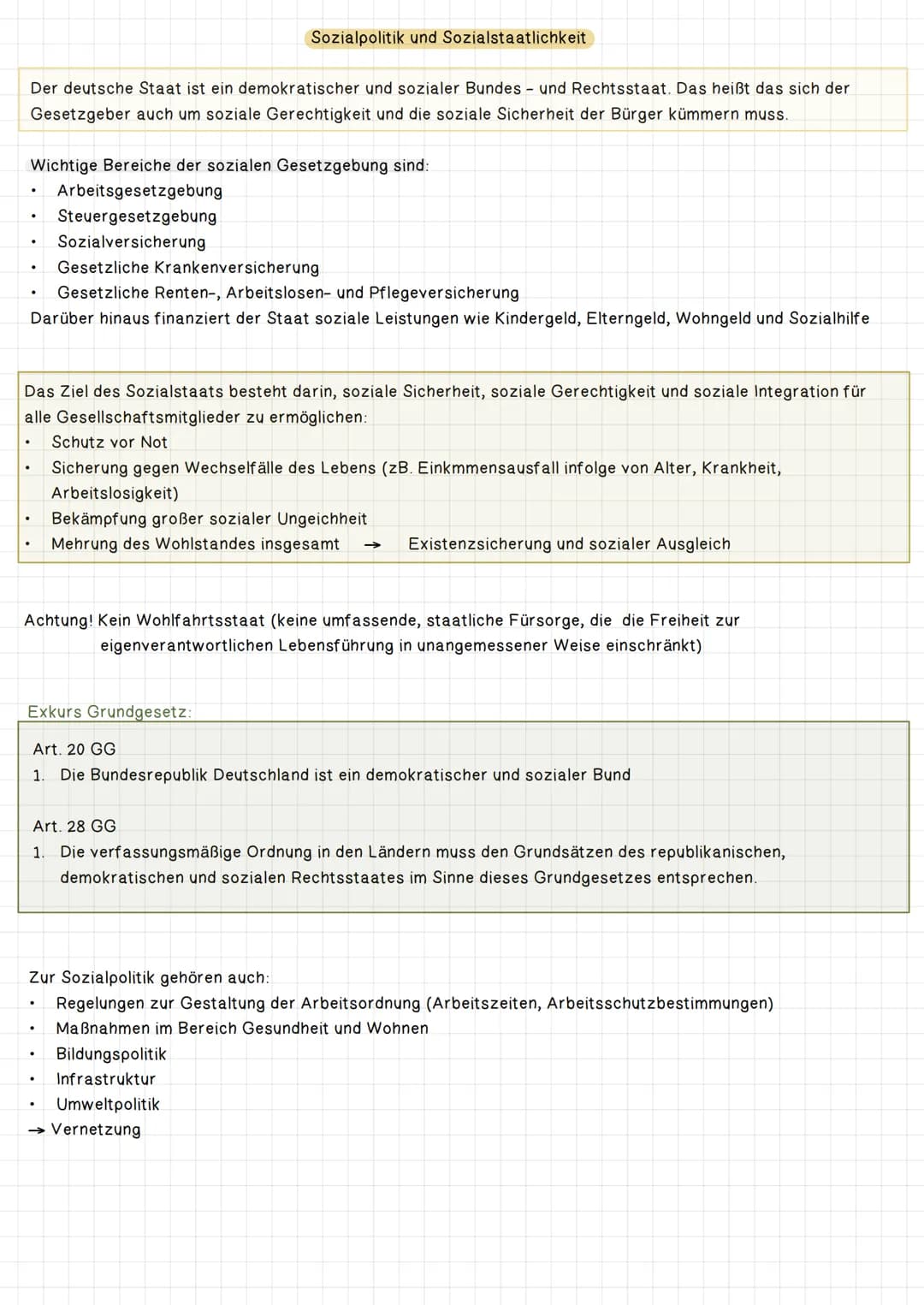 Der deutsche Staat ist ein demokratischer und sozialer Bundes- und Rechtsstaat. Das heißt das sich der
Gesetzgeber auch um soziale Gerechtig
