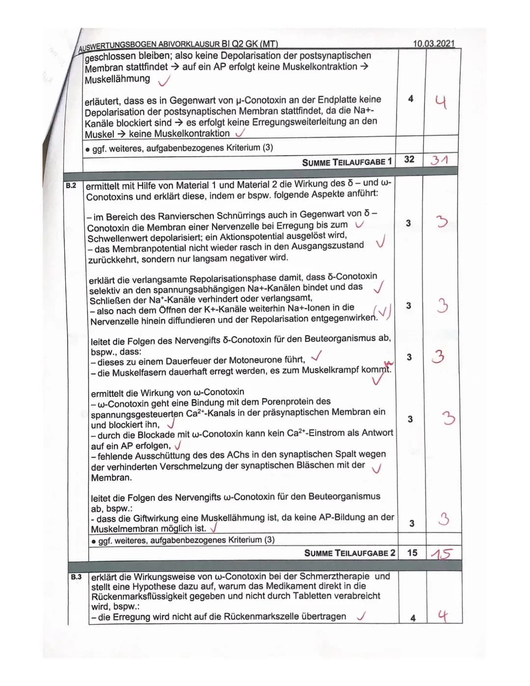 Aufgabe B: Die Jagdgifte der Meeresschnecken
B.1
B.2
B.3
Aufgabenteil
a) Nennen Sie die Phasen und beschreiben Sie die molekularen Vorgänge 