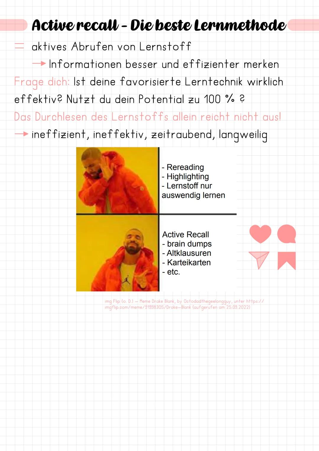 # Active recall - Die beste Lernmethode

= aktives Abrufen von Lernstoff

-> Informationen besser und effizienter merken

Frage dich: Ist de