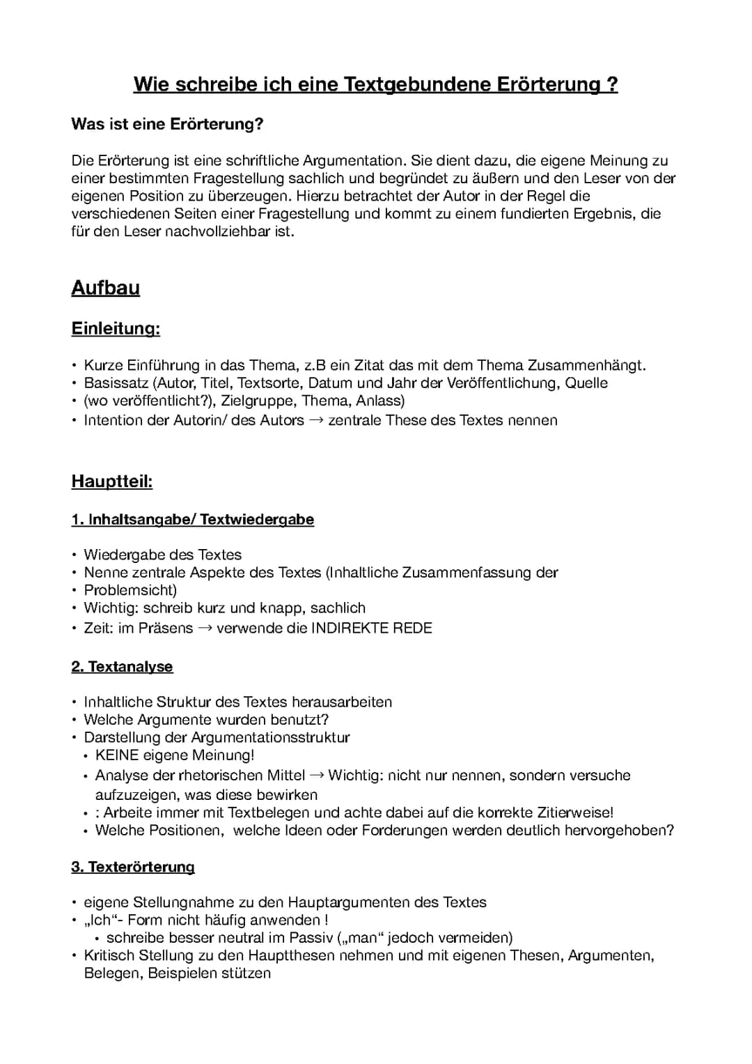Wie schreibe ich eine Textgebundene Erörterung
