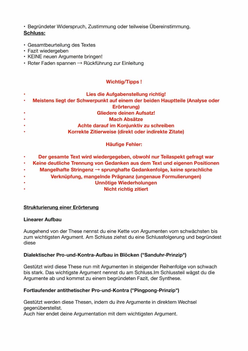 Was ist eine Erörterung?
Die Erörterung ist eine schriftliche Argumentation. Sie dient dazu, die eigene Meinung zu
einer bestimmten Frageste