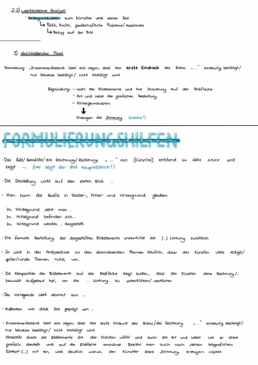 KUNCT
Bildbeschreibung
Einleitung
• Künstler, Titel, Entstehungsjahr, Format, Technik, Gattung
Hypothese
Ersteindruck formulieren (Wie wirkt