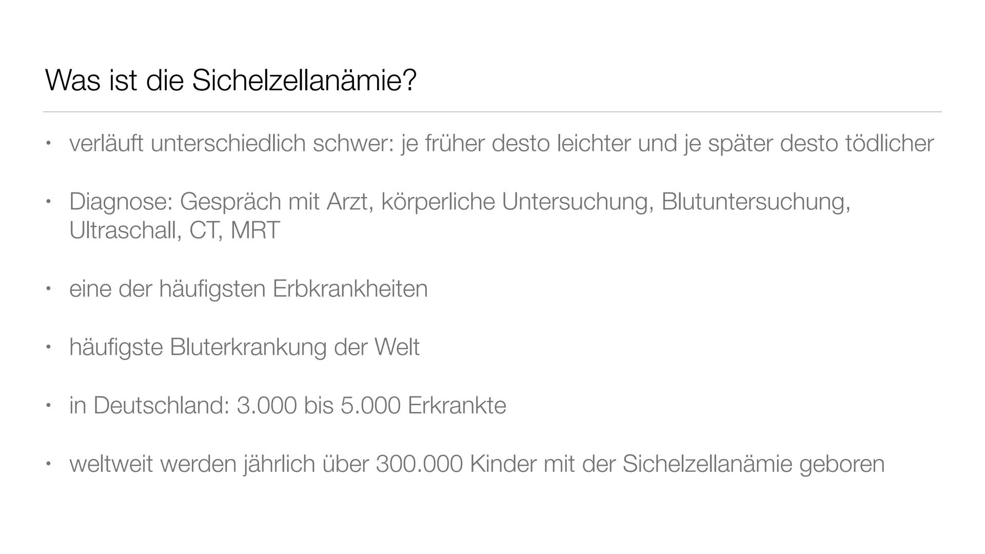 # Sichelzellenanämie Gliederung

• Was ist die Sichelzellanämie?

• Allgemeine Informationen

• Wie verändern sich die Erythrozyten?

• Beso