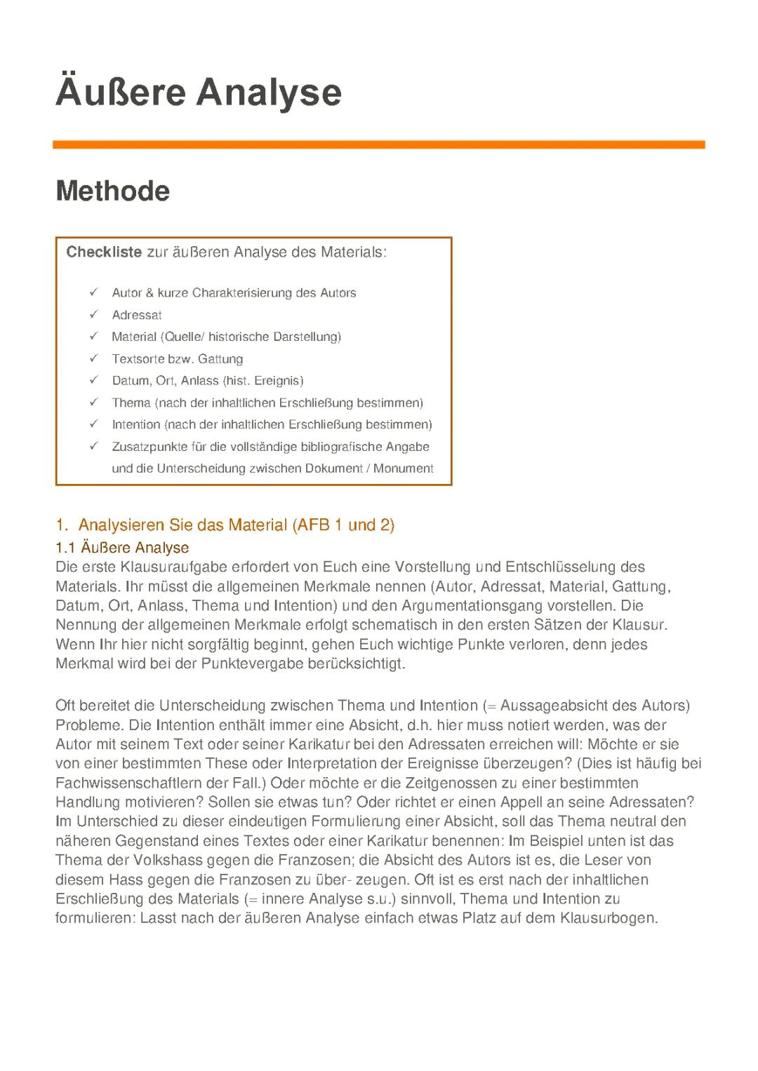 Äußere Analyse - Geschichtsanalyse