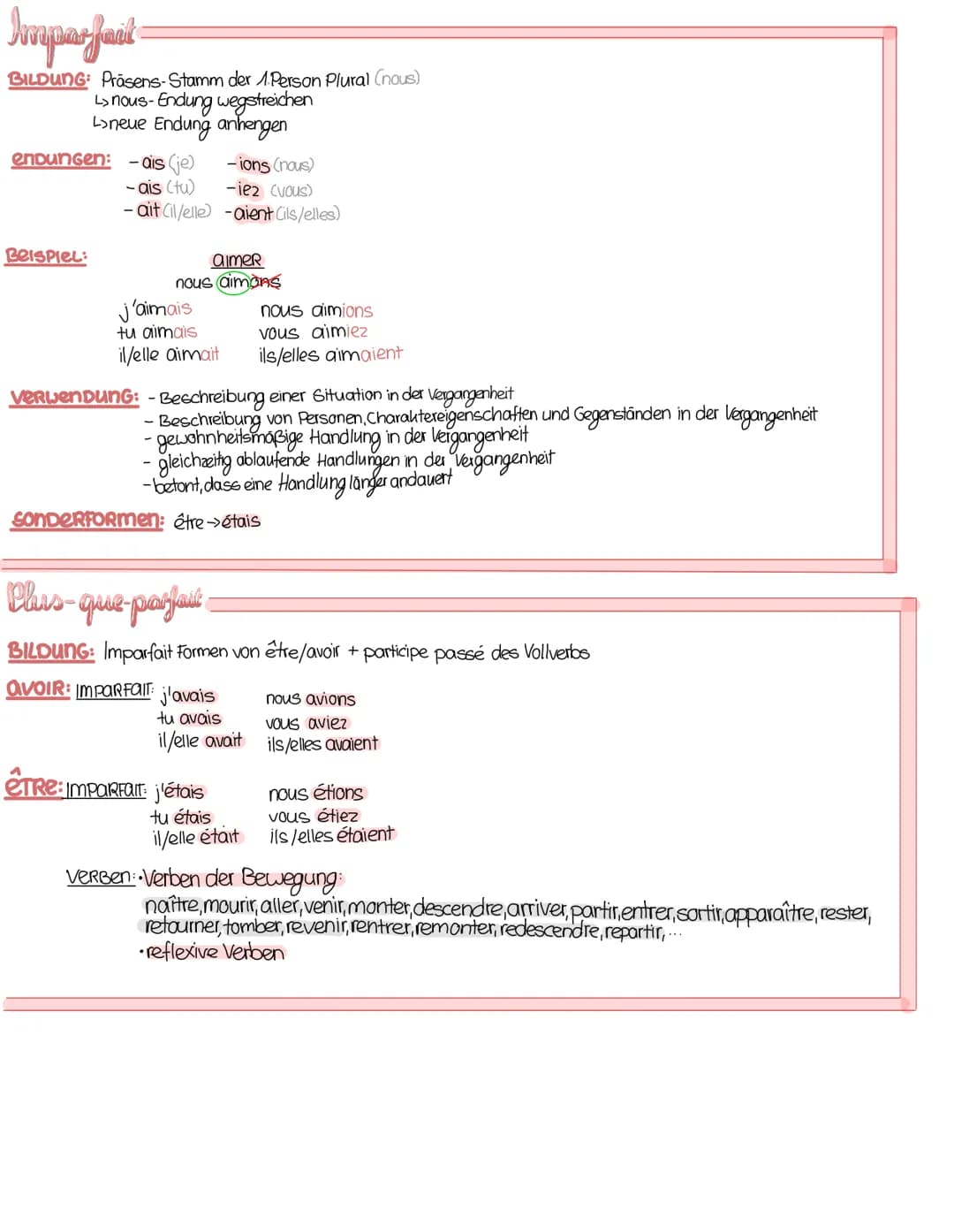futute simple
BILDUNG: Anhängung der avoir Endungen im Präsens an das <<r»>des Infinitivs
Endungen: -ai (je)
-as (tu)
Beispiel:
-ons (nous)

