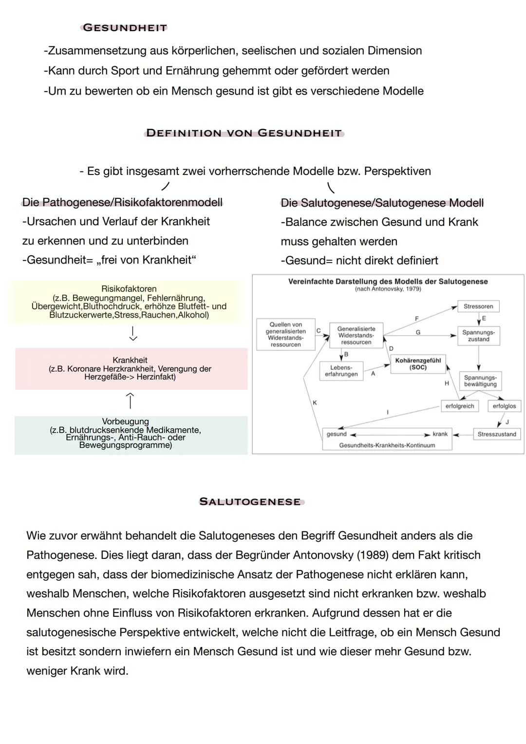 GESUNDHEIT
-Zusammensetzung aus körperlichen, seelischen und sozialen Dimension
-Kann durch Sport und Ernährung gehemmt oder gefördert werde