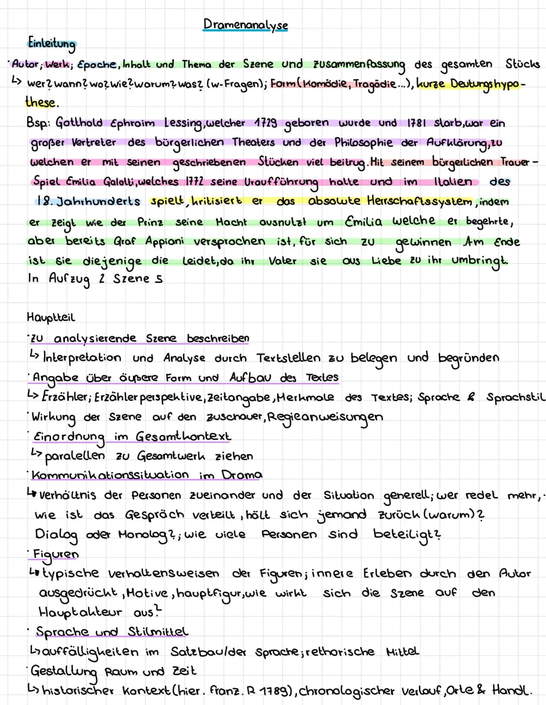 Dramenanalyse
Einleitung
Autor; Werk; Epoche, Inhalt und Thema der Szene und zusammenfassung des gesamten Stücks
L> wer? wann? wo?wie?warum?