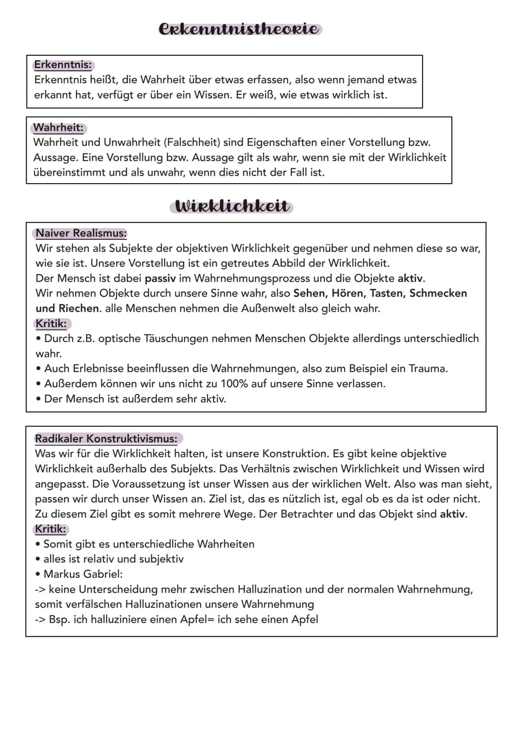 Thema:
• Was ist Philosophie?
●
Entstehung
Philosophen
Philosophie Lernzettel
●
●
• Naiver Realismus
• Radikaler Konstruktivismus
Was ist Ph