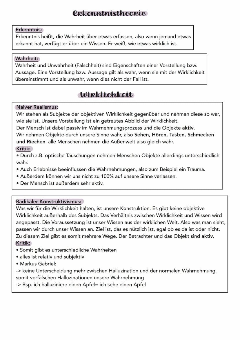 Thema:
• Was ist Philosophie?
●
Entstehung
Philosophen
Philosophie Lernzettel
●
●
• Naiver Realismus
• Radikaler Konstruktivismus
Was ist Ph