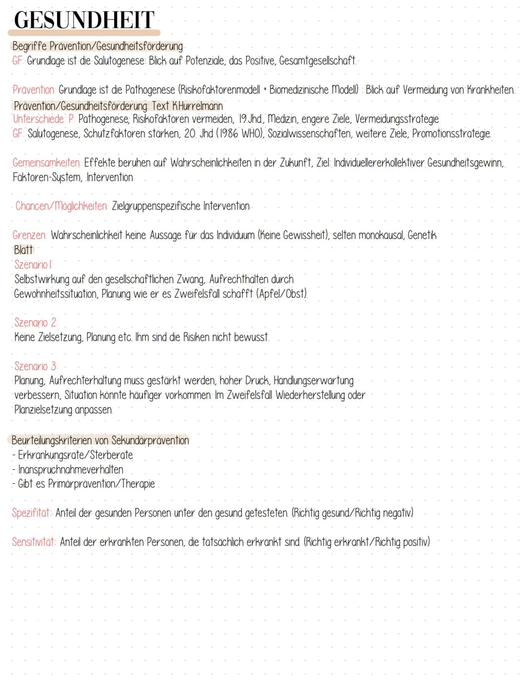 GESUNDHEIT GESUNDHEIT
Prävention
1. Primärprävention (noch nicht erkrankt; keine Anzeichen einer Erkrankung)
2. Sekundärprävention (Zeitpunk