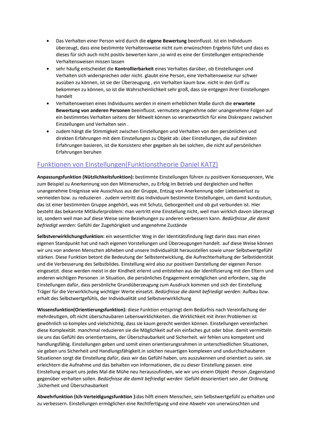 Soziale Einstellungen und Einstellungsänderung
→ relativ beständige Bereitschaften auf bestimmte Objekte kognitiv sowie gefühls- und verhalt