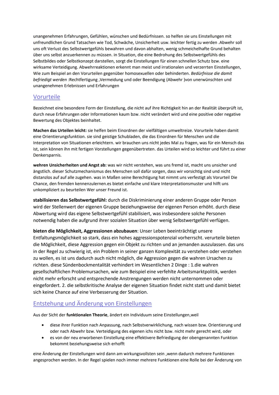 Soziale Einstellungen und Einstellungsänderung
→ relativ beständige Bereitschaften auf bestimmte Objekte kognitiv sowie gefühls- und verhalt