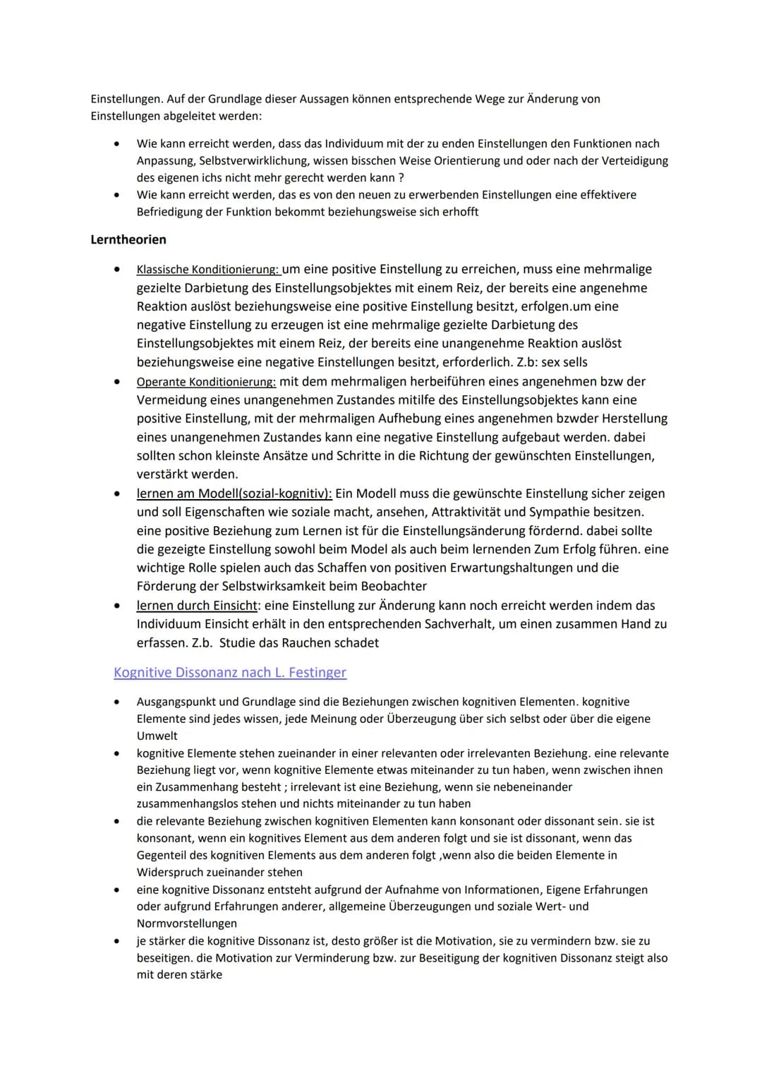 Soziale Einstellungen und Einstellungsänderung
→ relativ beständige Bereitschaften auf bestimmte Objekte kognitiv sowie gefühls- und verhalt
