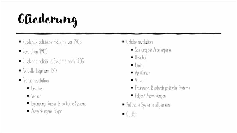 Die Russische
Revolution 1917
Von Ingwer Tee Gliederung
Russlands politische Systeme vor 1905
Revolution 1905
Russlands politische Systeme n