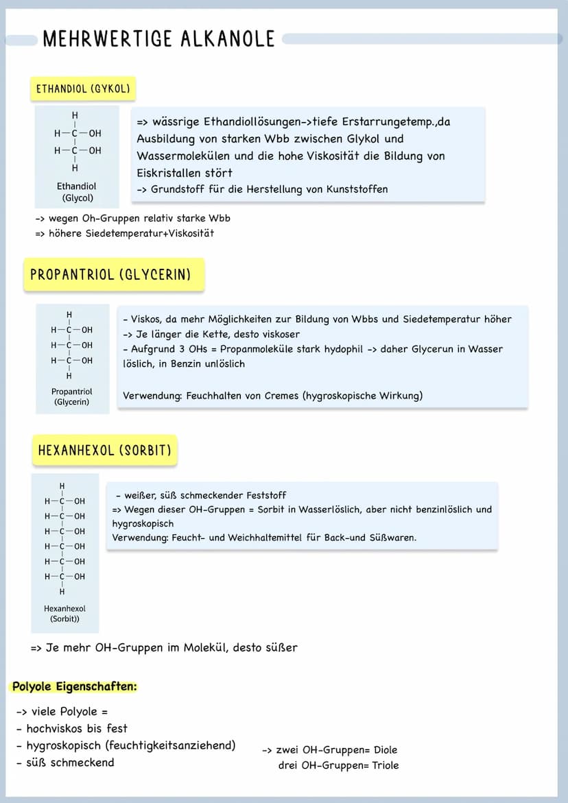Lennzettel
Chemie
Q2 ALKOHOLE/
ALKANOLE DIE STOFFKLASSE DER ALKOHOLE
a. Grundbegriffe: funktionelle Hydroxy(1) gruppe, einwertige Alkohole (