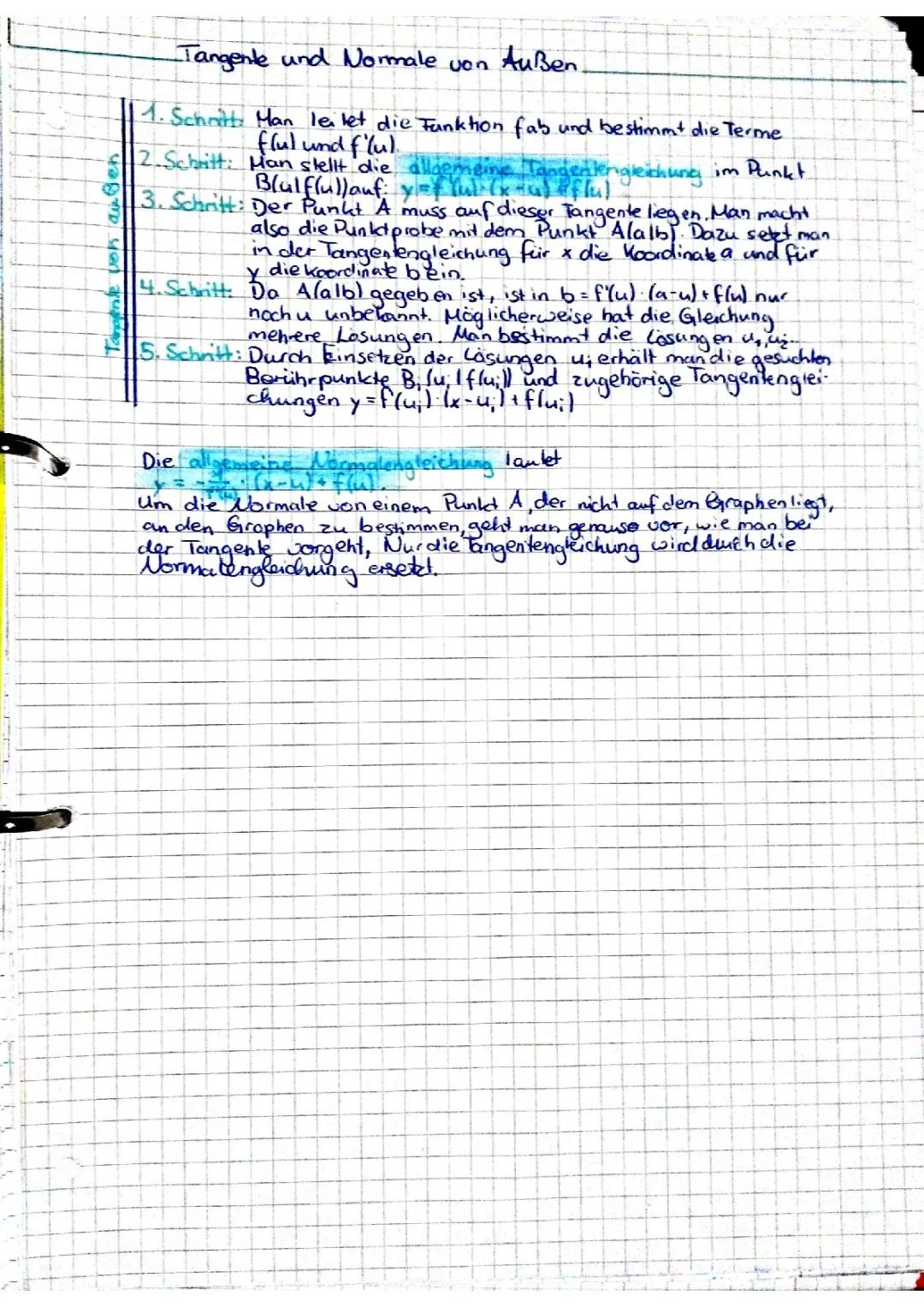 Tangente und Normale einfach erklärt - Aufgaben und Rechner